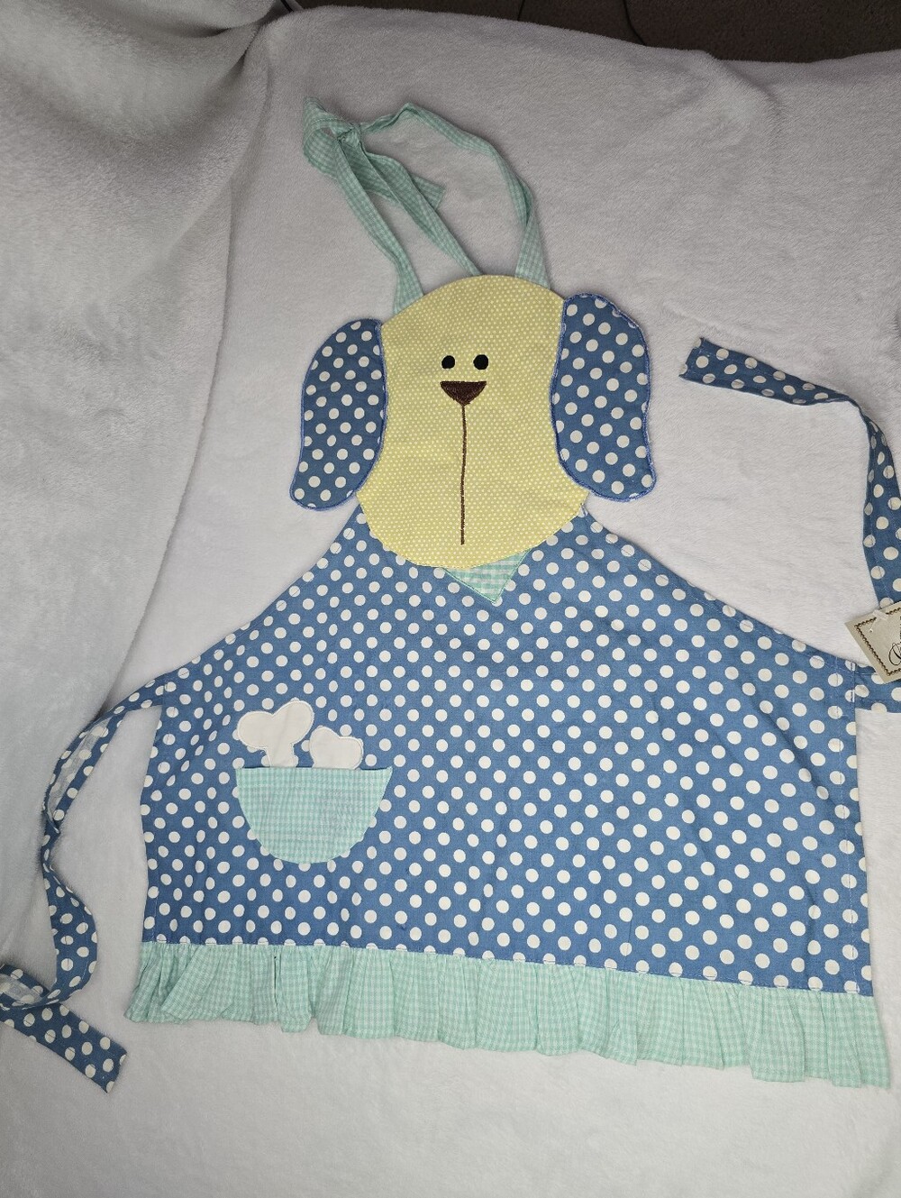 Kids Size Poka Dot Dog Apron 100% Cotton